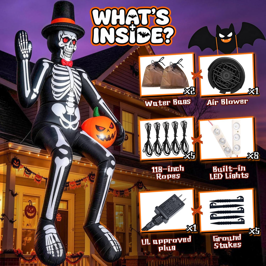 14FT Inflatable Sitting Skeleton Decorations S6897
