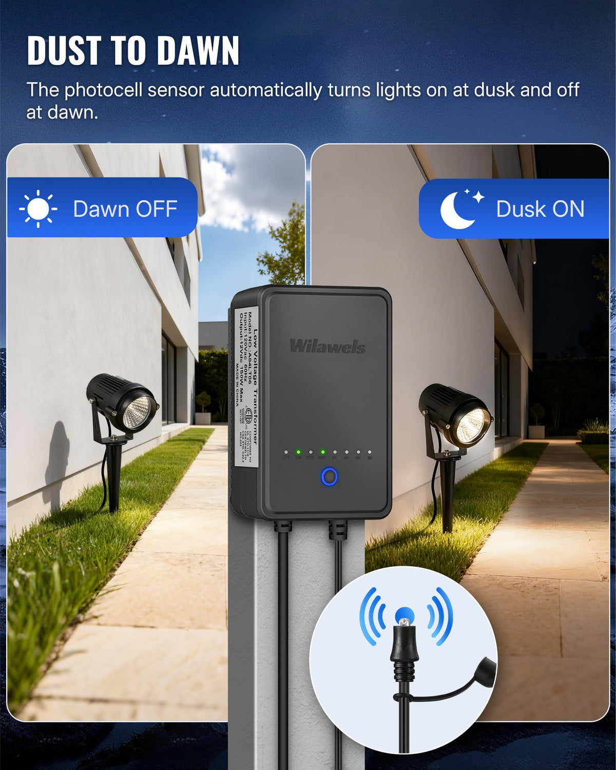 150W Low Voltage Landscape Transformer with Timer and Photocell Sensor T2553