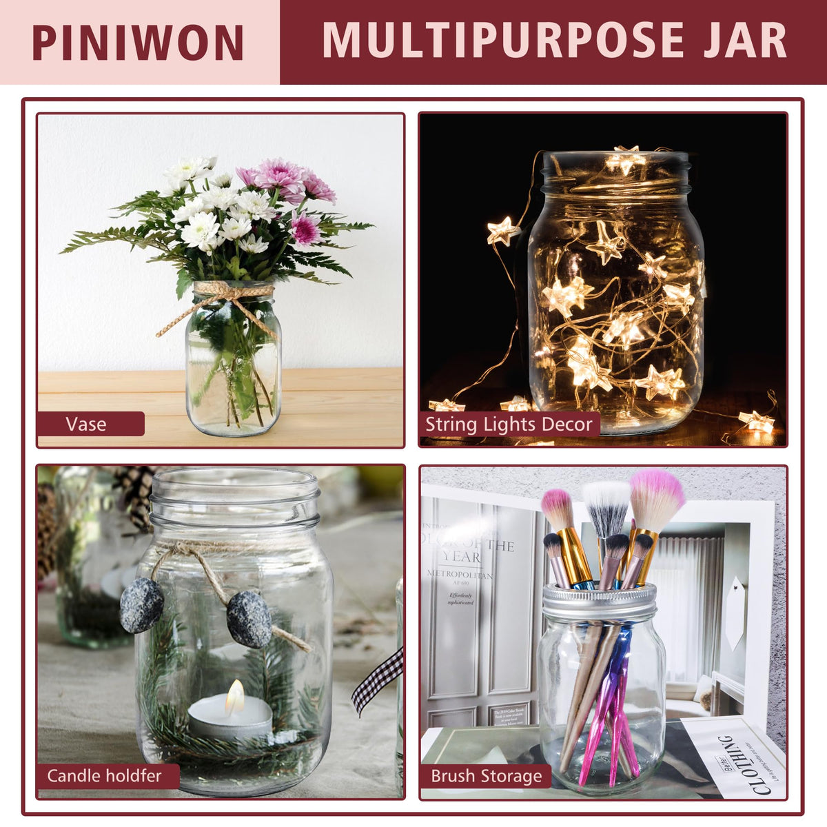16 oz Mason Jars with Lids and Bands, 15 Pack Y931593