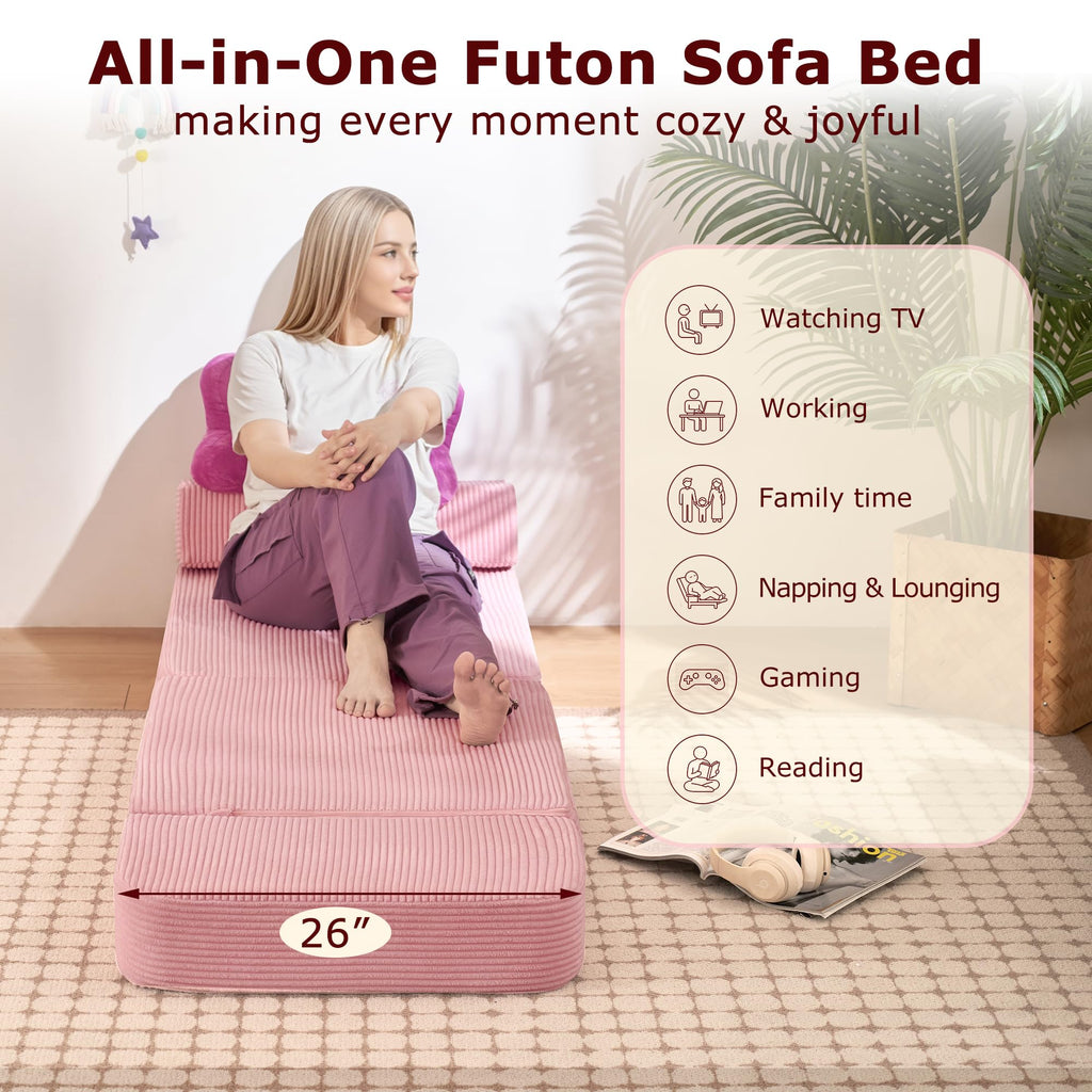 Pink Folding Convertible Sofa Bed G837422