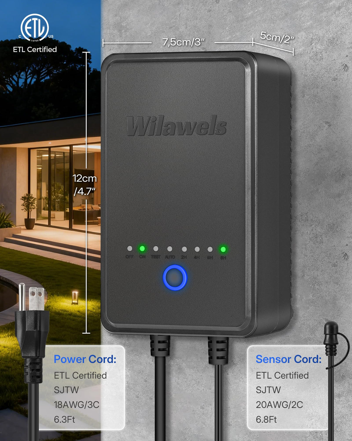 150W Low Voltage Landscape Transformer with Timer and Photocell Sensor T2553