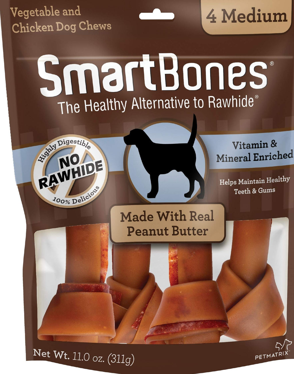 Medium Rawhide-Free Dog Treat with Peanut Butter, 4 Count T5867