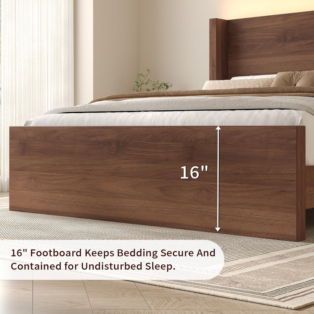 Full Size Wood Platform Bed with Headboard and Footboard M61711