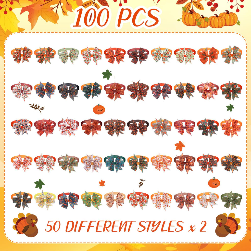 100 Pcs Fall Dog Bow Ties M553837
