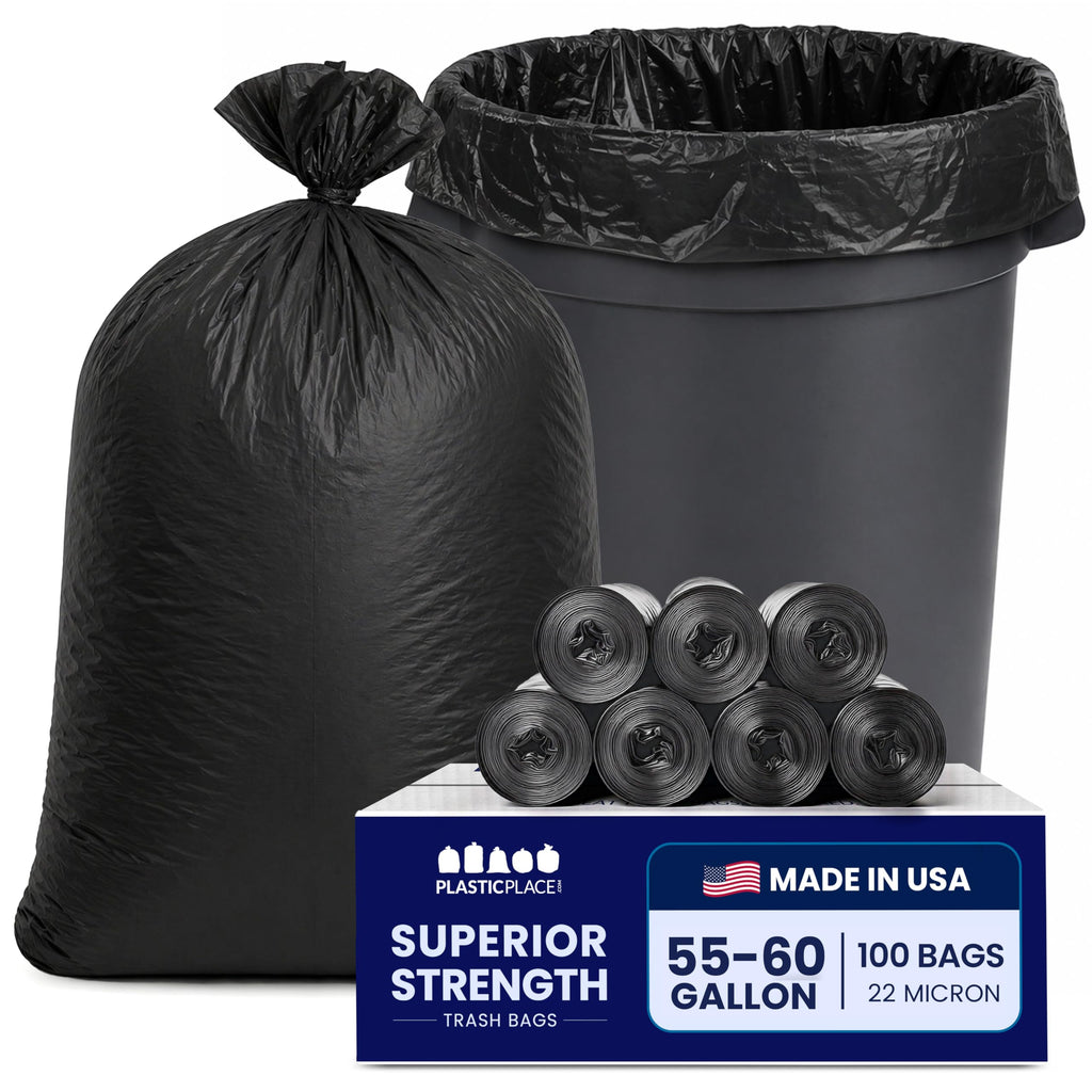 55-60 Gallon Heavy Duty Black Trash Bags, 100 Count H13009