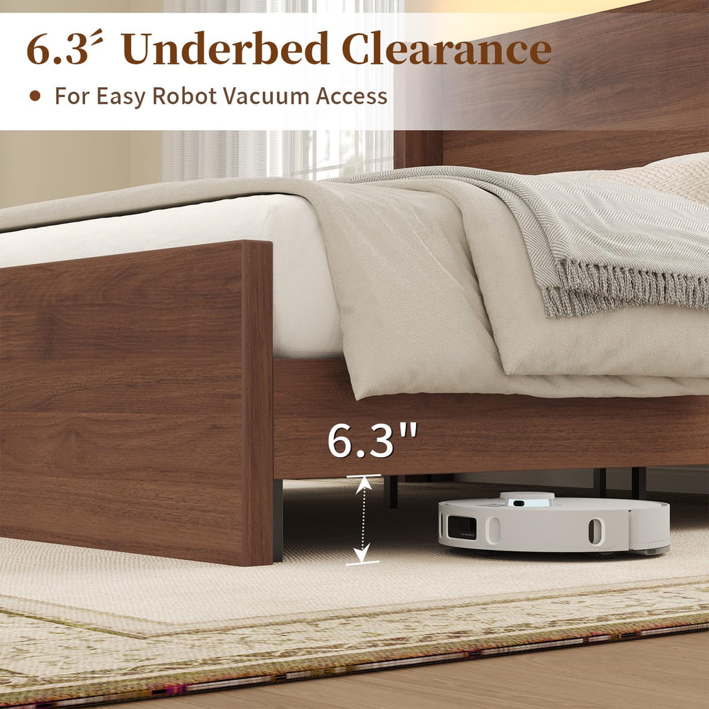 Full Size Wood Platform Bed with Headboard and Footboard M61711
