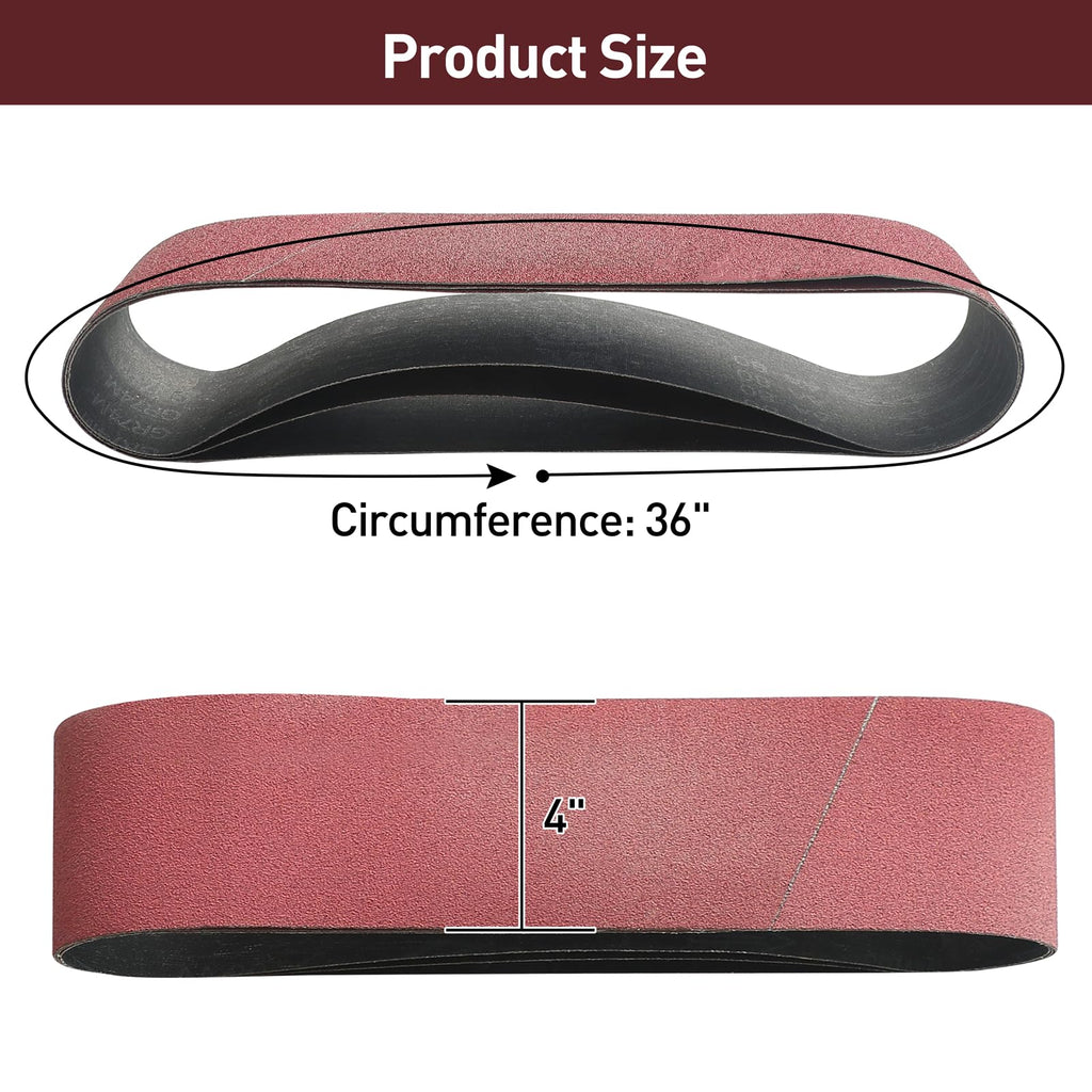 4" x 36" Assorted Grits 12 Pcs Aluminum Oxide Sanding Belts P971214