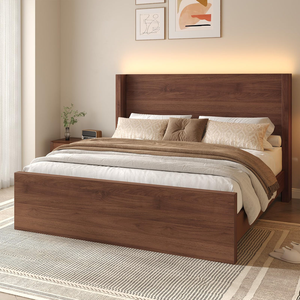 Full Size Wood Platform Bed with Headboard and Footboard M61711
