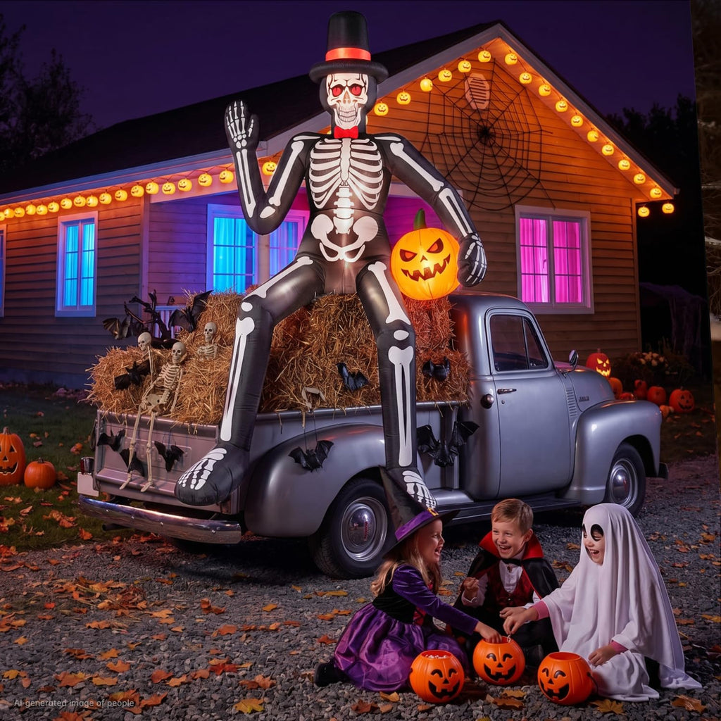 14FT Inflatable Sitting Skeleton Decorations S6897