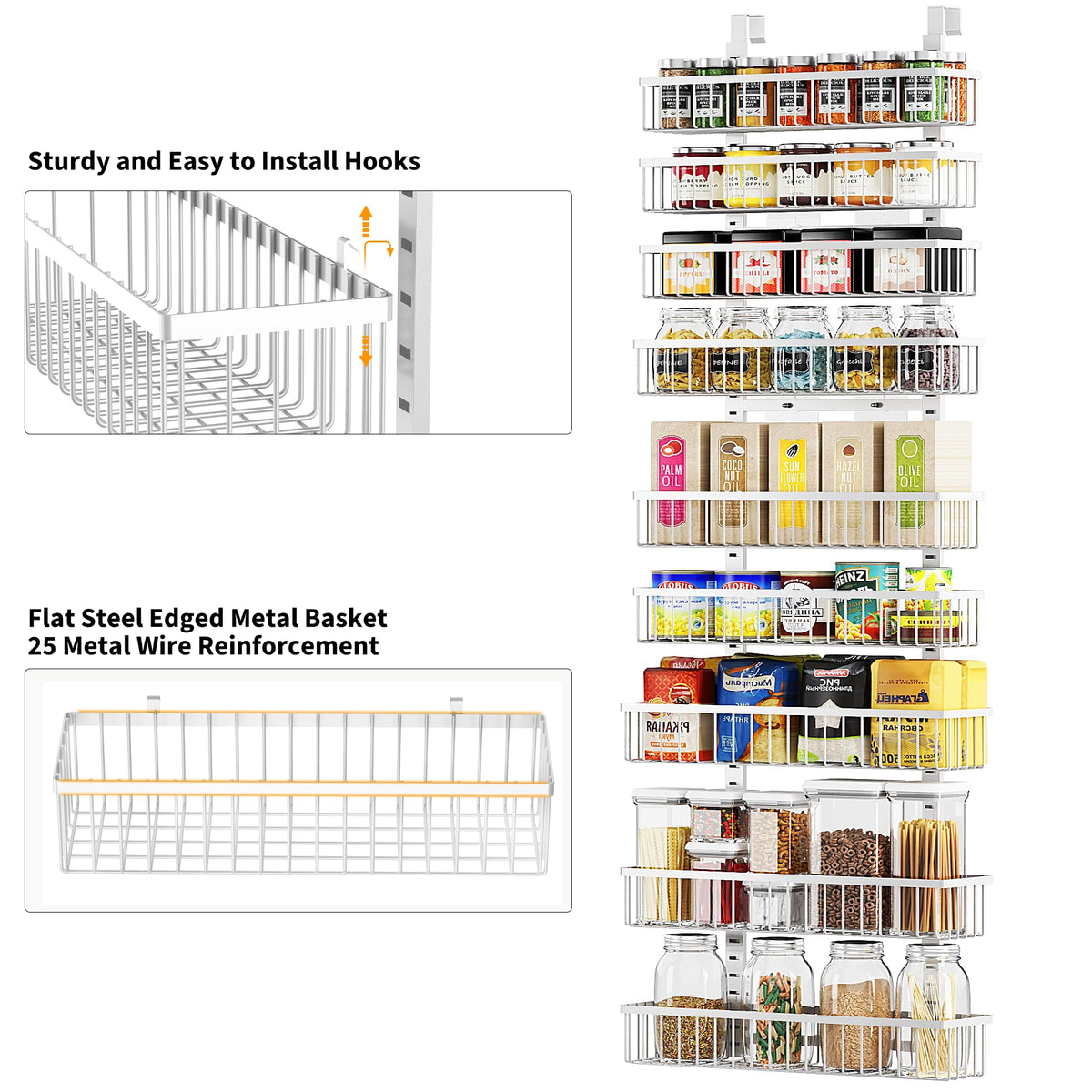 White 9-Tier Over The Door Pantry Organizer F988635