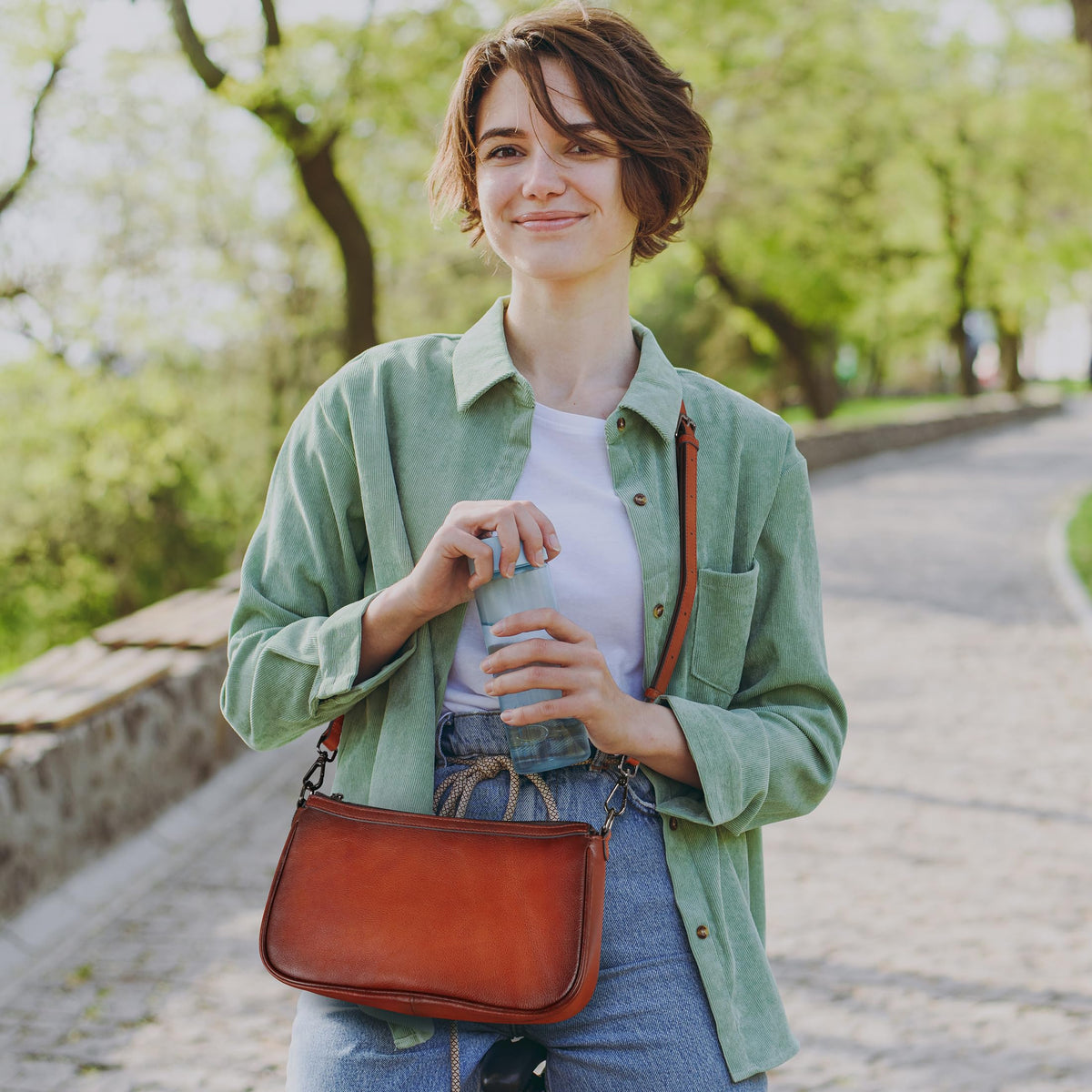 Leather Crossbody Bags with Two Straps S424