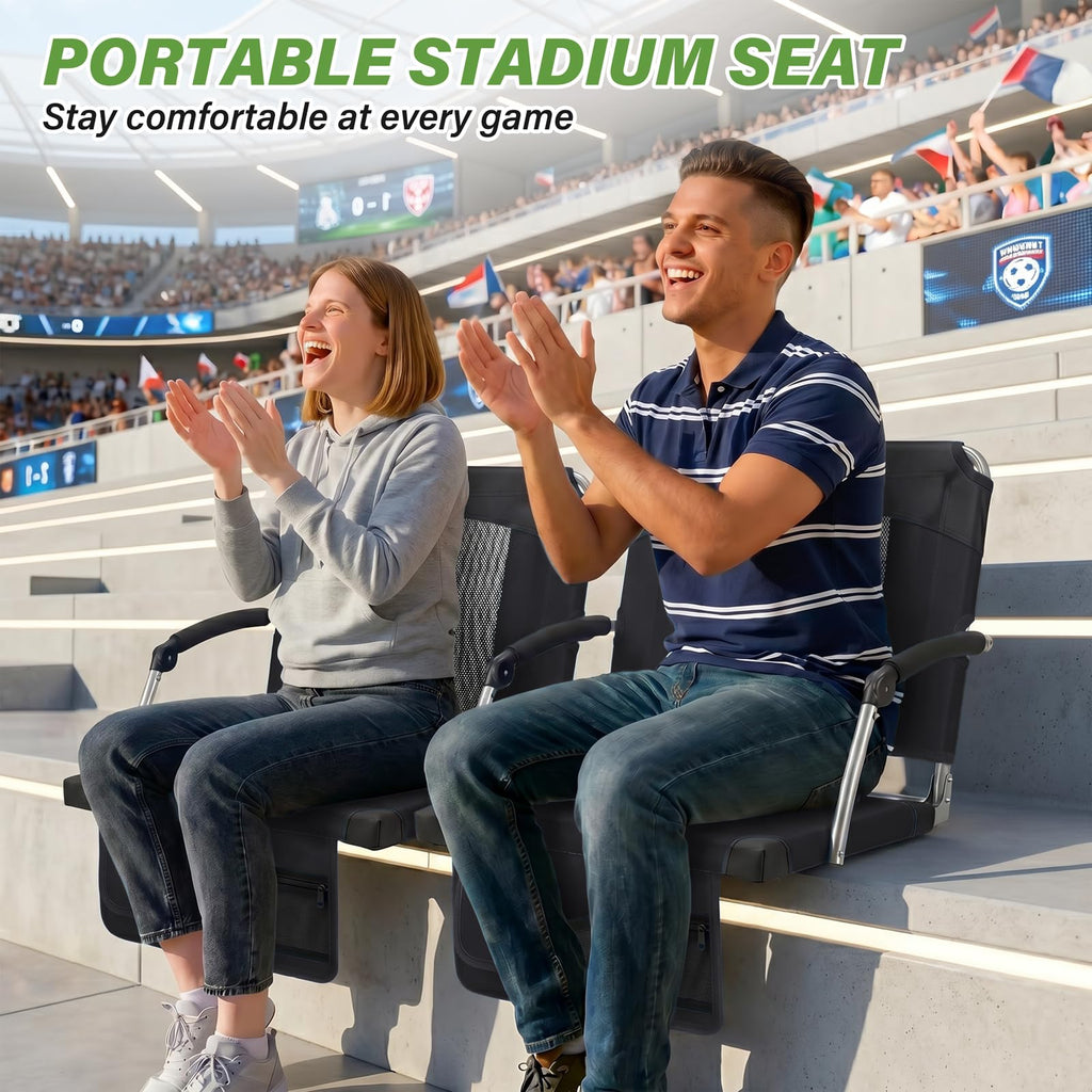 2 Pack Black Stadium Seats with Back Support & Armrests S999569