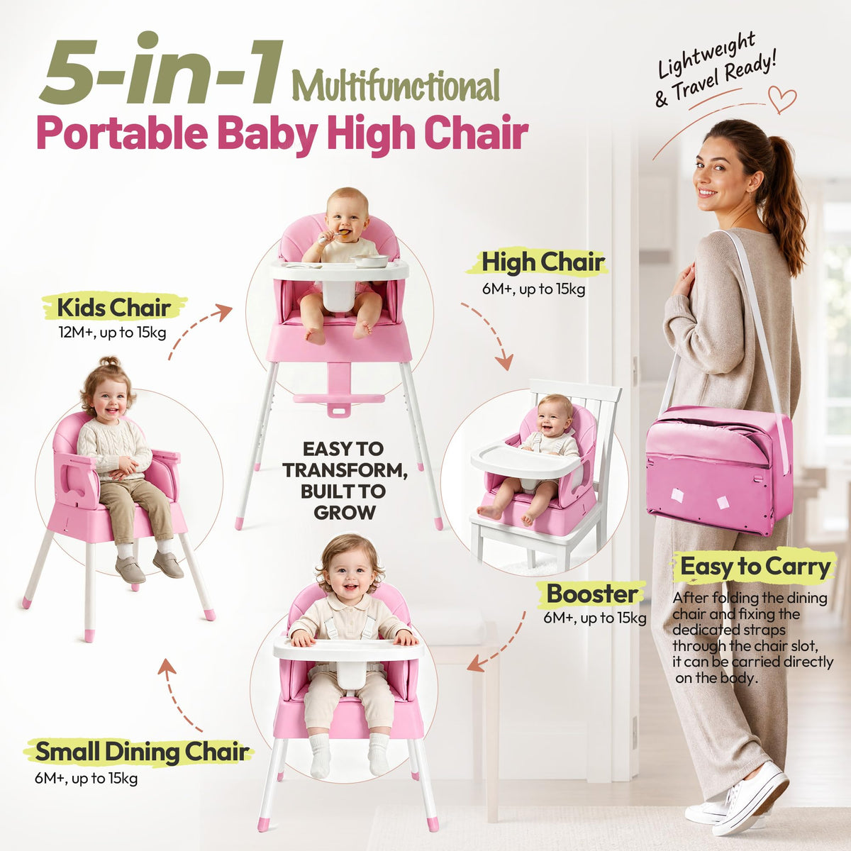 5 in 1 Foldable Baby High Chair X41227