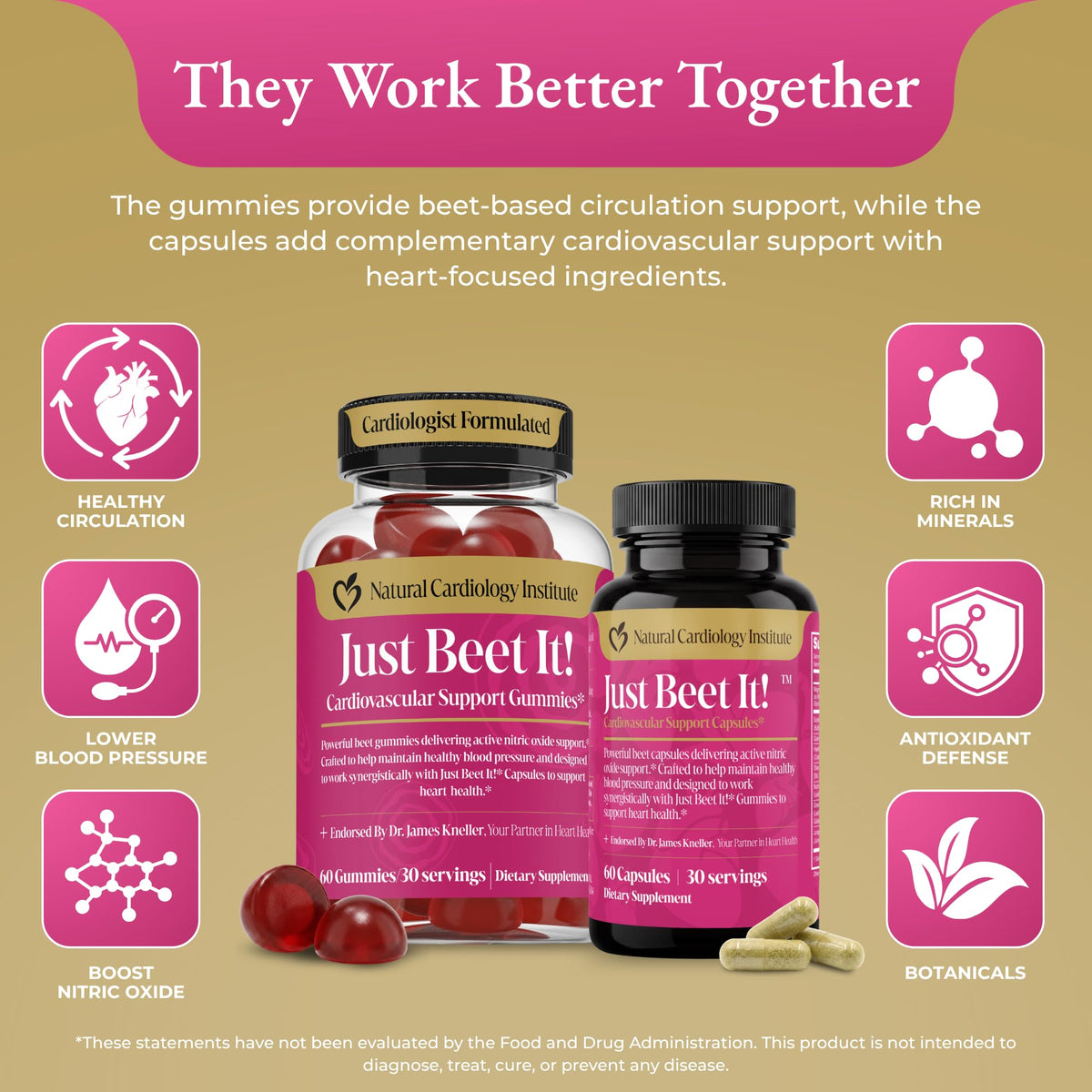 Beet Gummies & Heart Health Capsules Bundle, 60 Count Each T707770