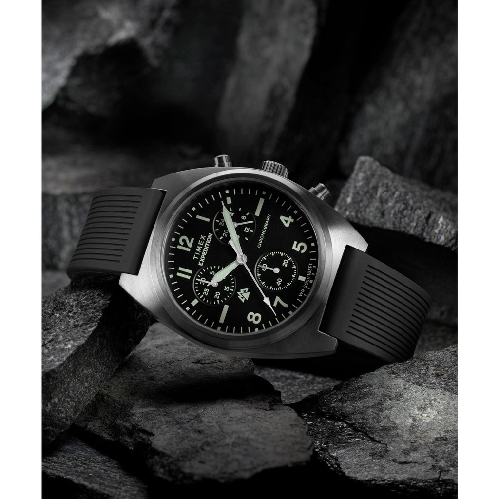 Men's Chronograph 41mm Watch Black Dial Gunmetal Case H698