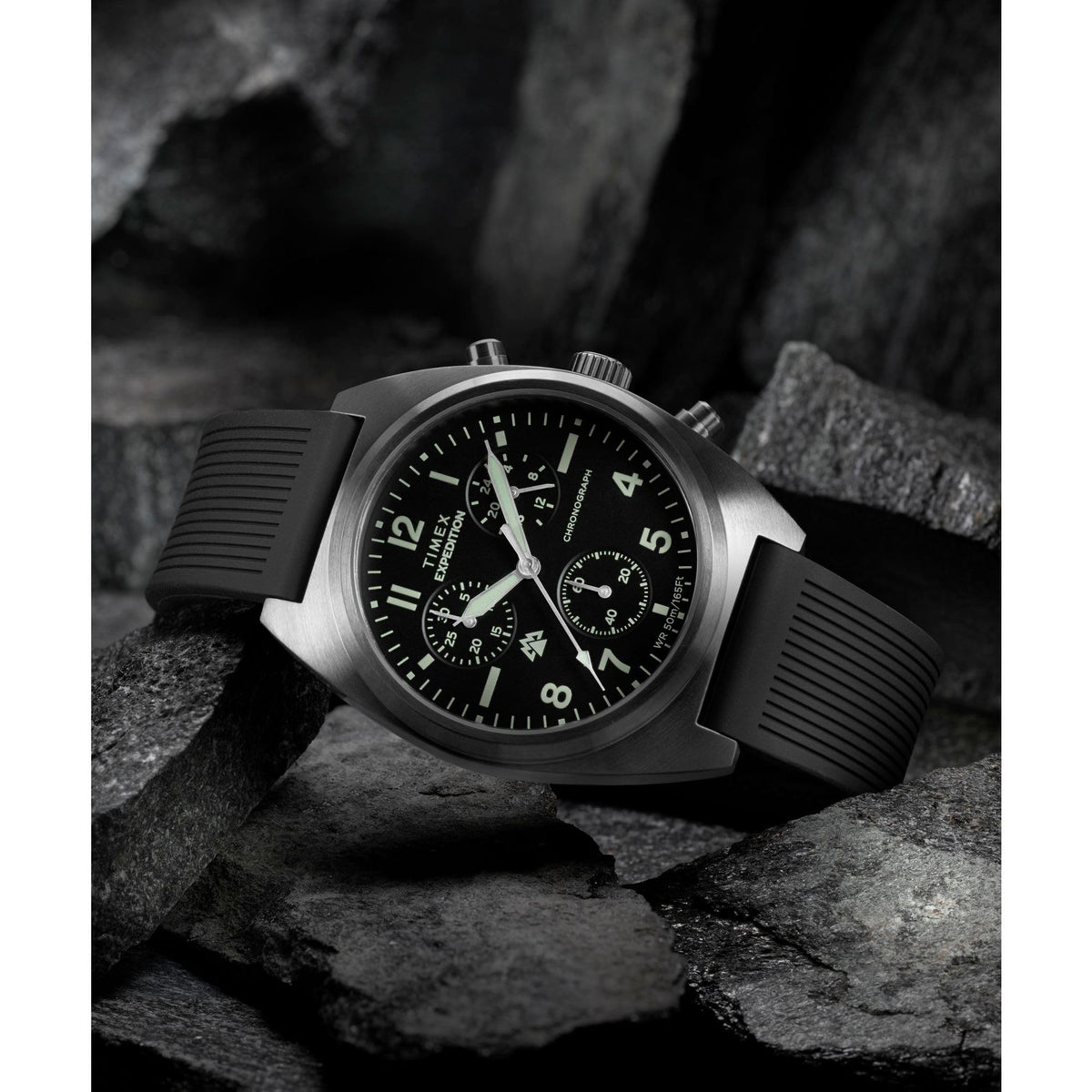 Men's Chronograph 41mm Watch Black Dial Gunmetal Case H698