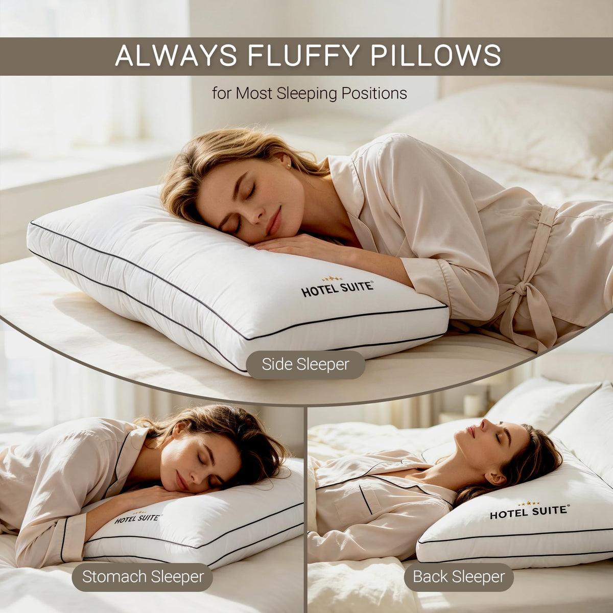 King Size Set of 2 Medium Soft Bed Pillows W319