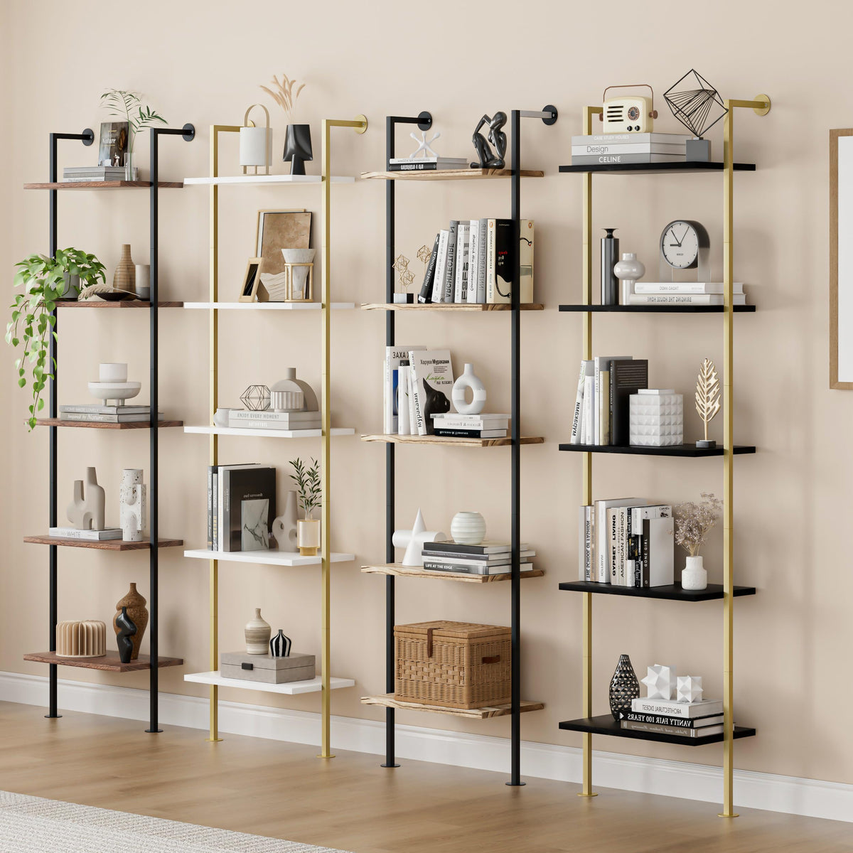 5-Tier Solid Wood Ladder Bookshelf G8277