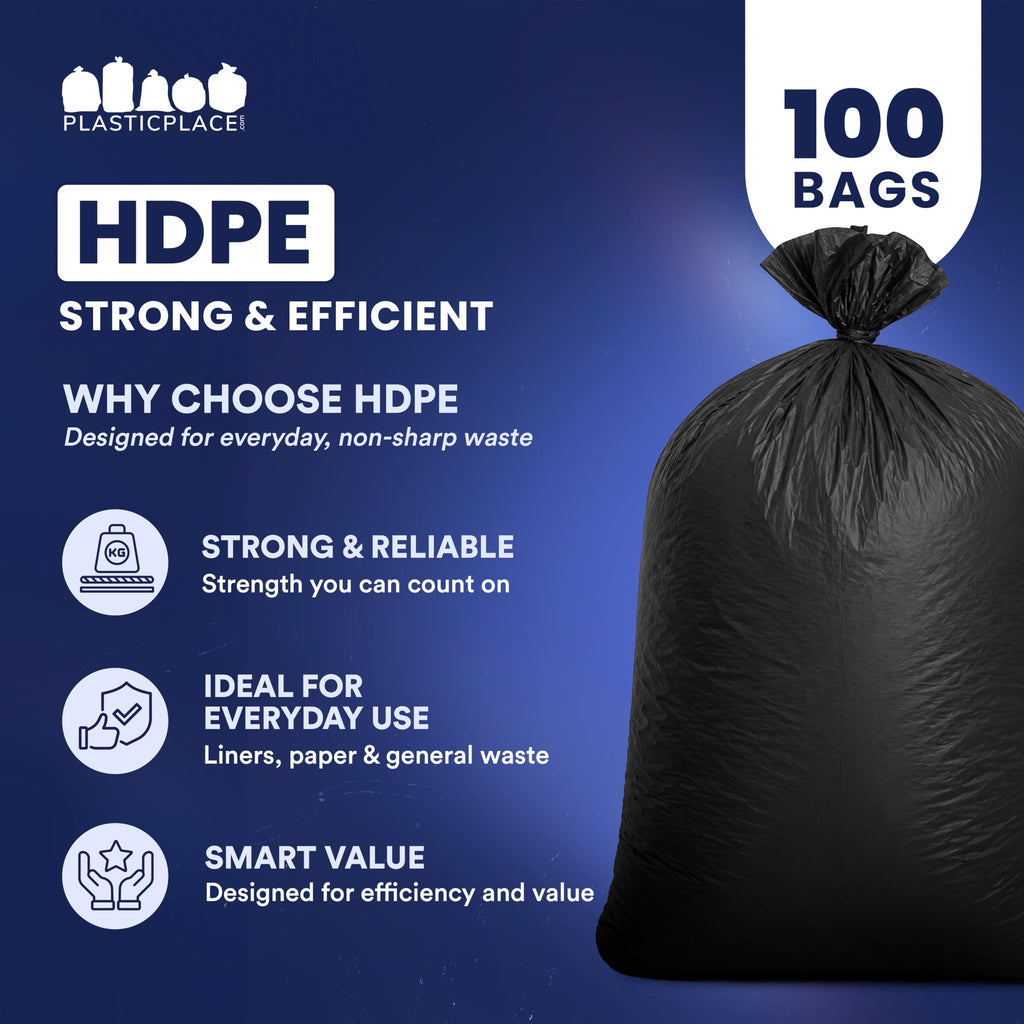 55-60 Gallon Heavy Duty Black Trash Bags, 100 Count H13009