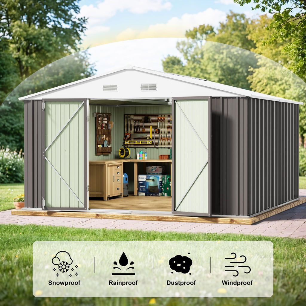 10x10 FT Grey Outdoor Storage Shed P750
