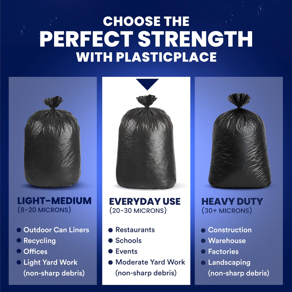 55-60 Gallon Heavy Duty Black Trash Bags, 100 Count H13009