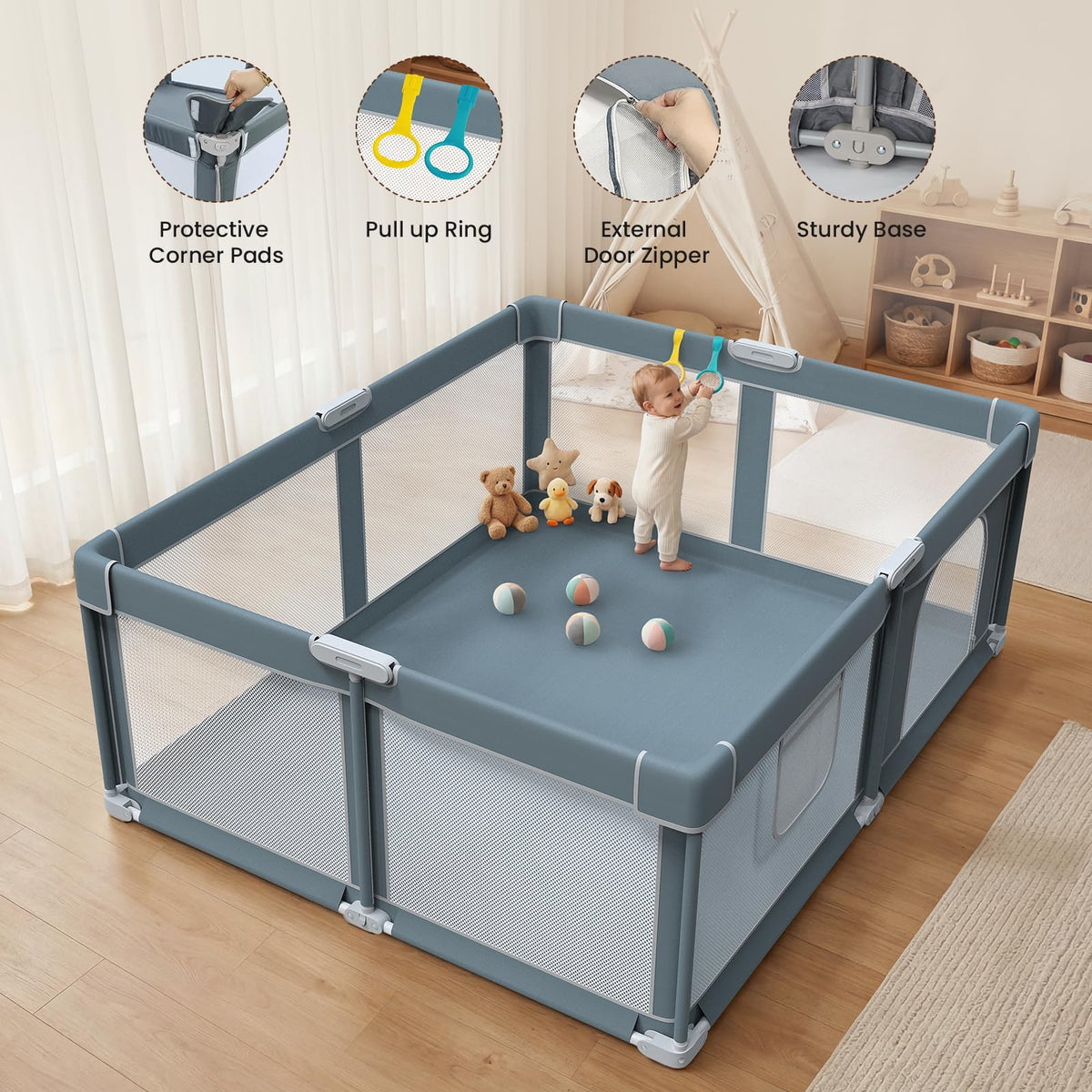 Foldable Baby Playpen 71x59 Inch F8841