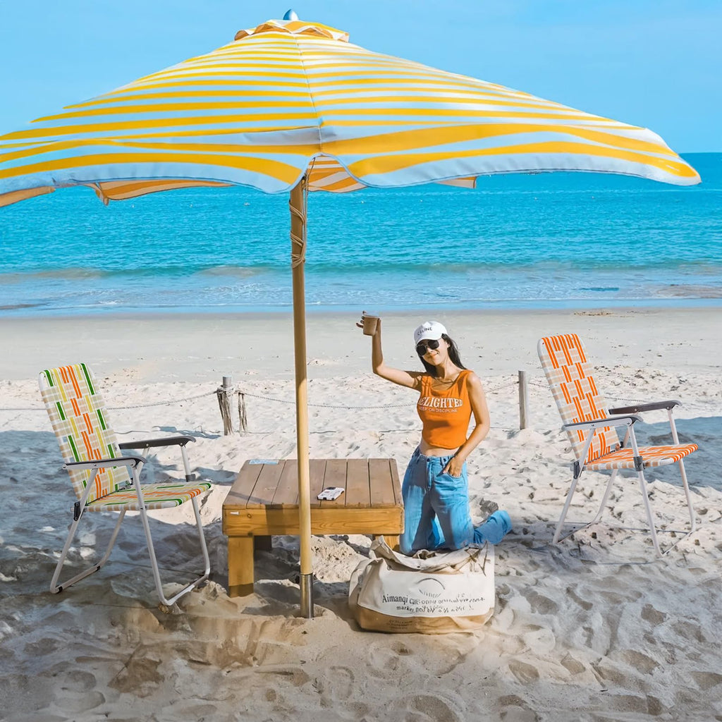 Set of 2 Webbed Folding Beach Chairs O728914