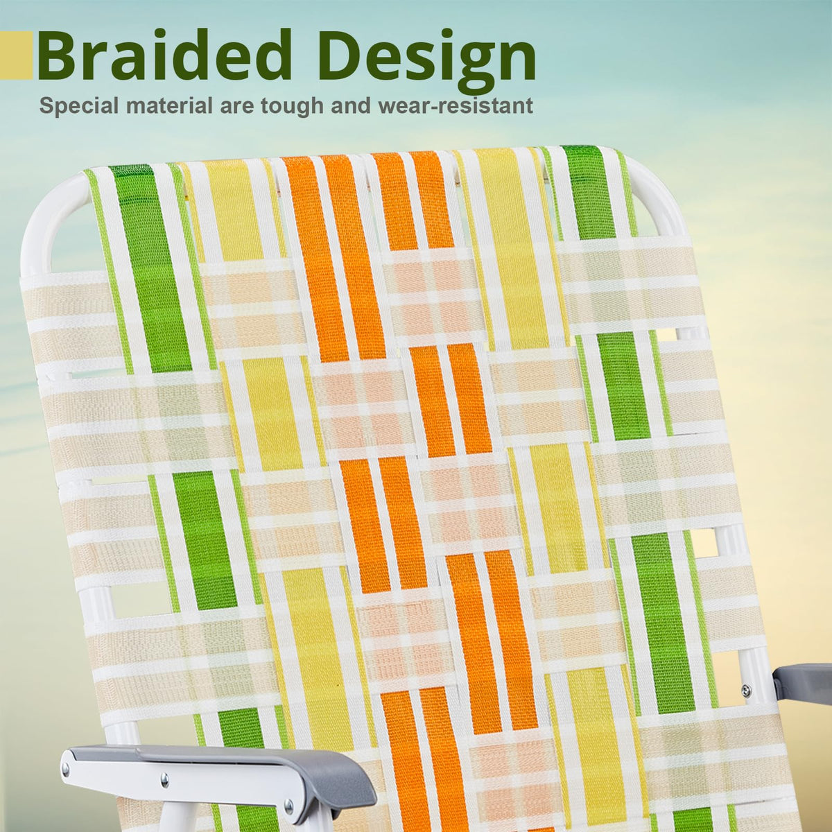 Yellow & Green Set of 2 Oversized Foldable Beach Chairs M369031