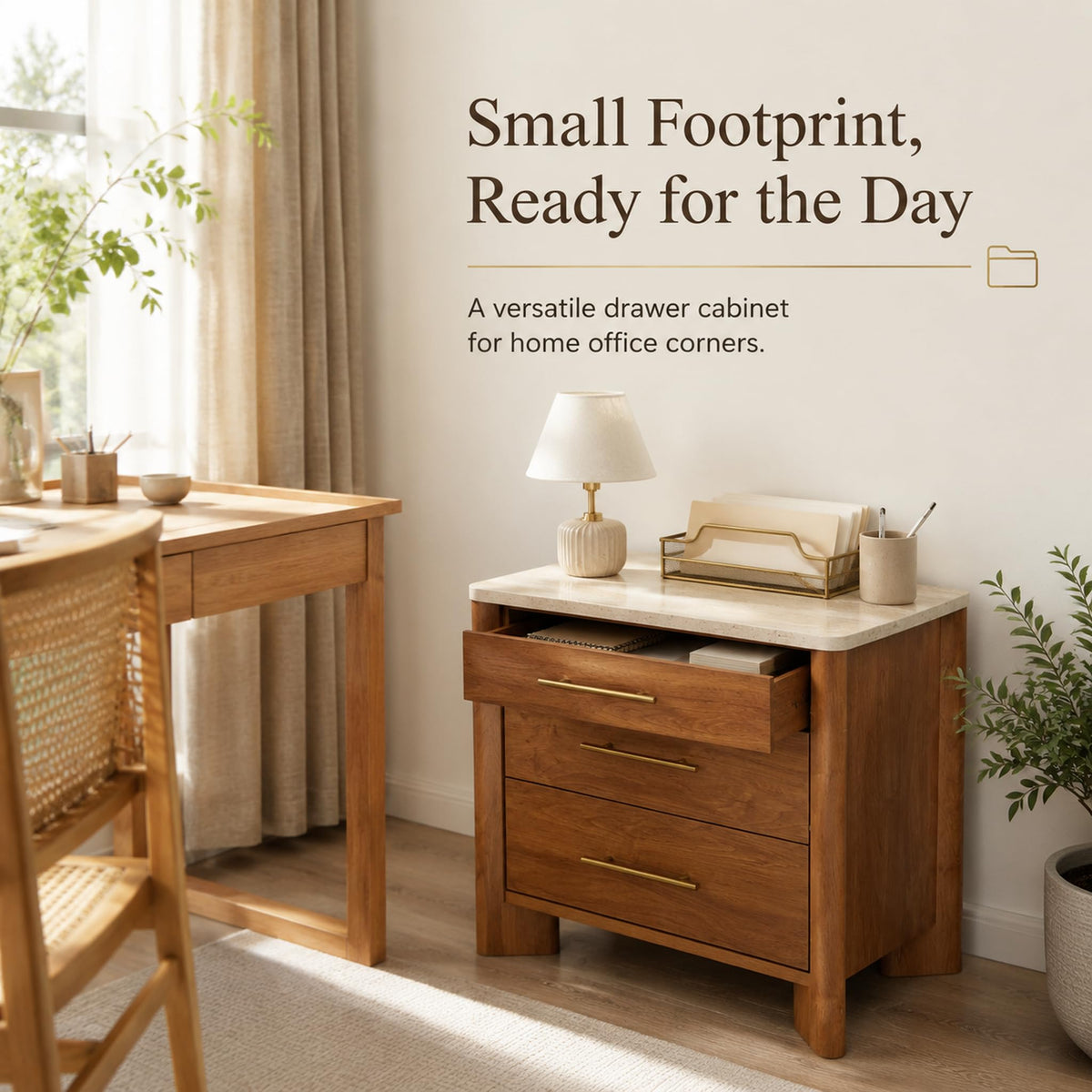 3 Drawer Marble Top Nightstand J995