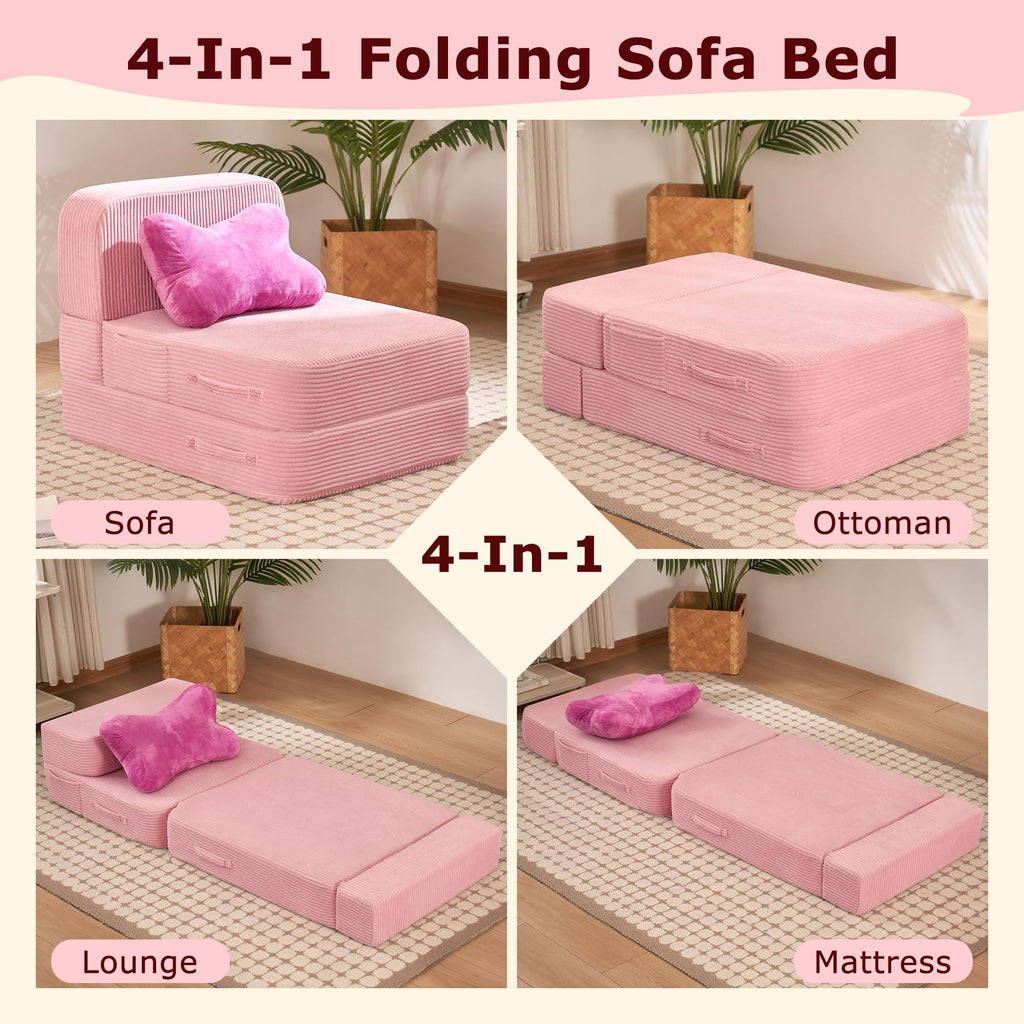 Pink Folding Convertible Sofa Bed G837422