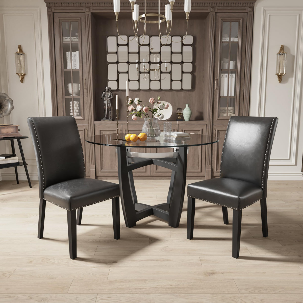 Set of 2 Faux Leather Upholstered Dining Chairs M856