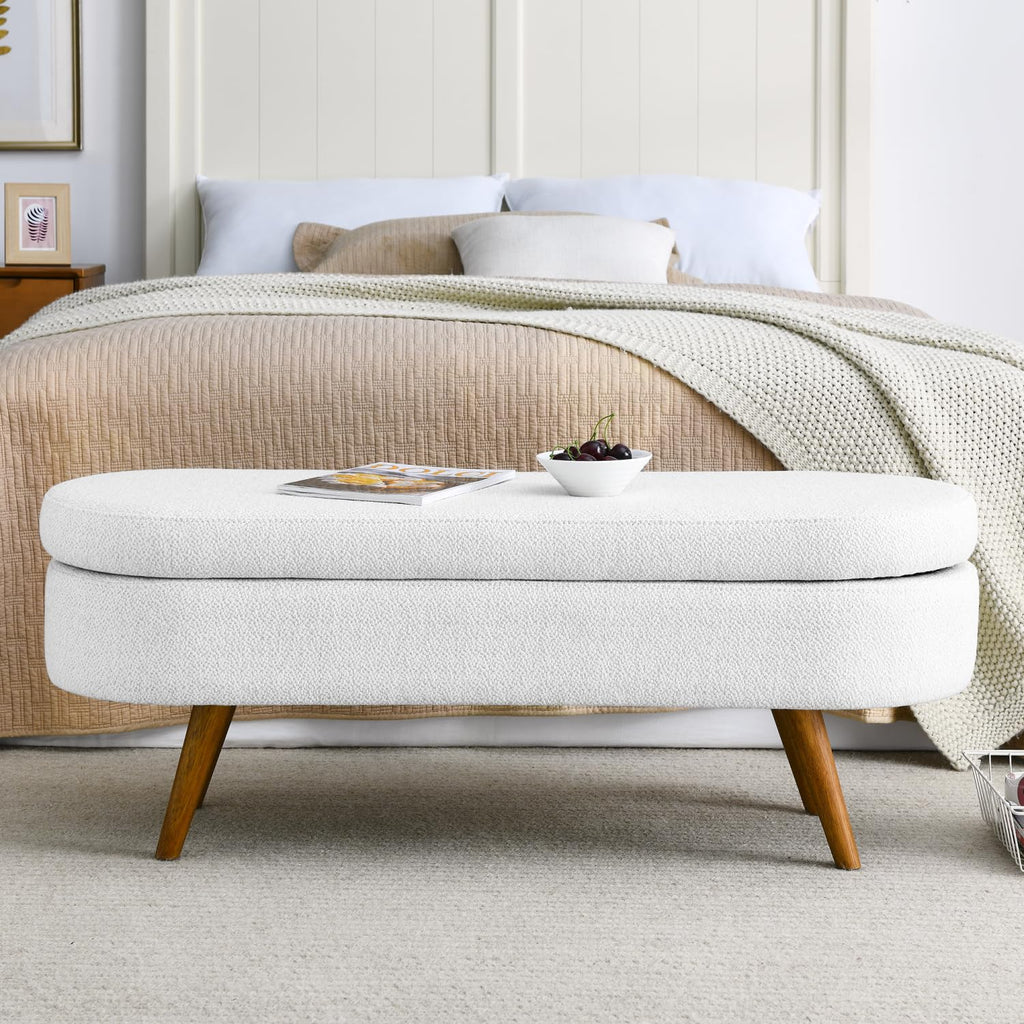 Oval Storage Bench with Rubber Wood Legs G433