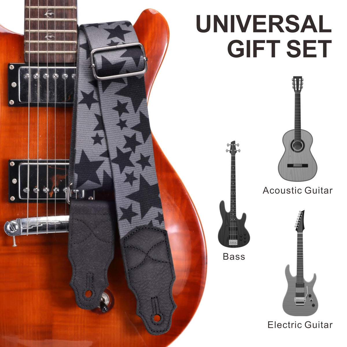 2 Inches Guitar Strap with Leather End H4179
