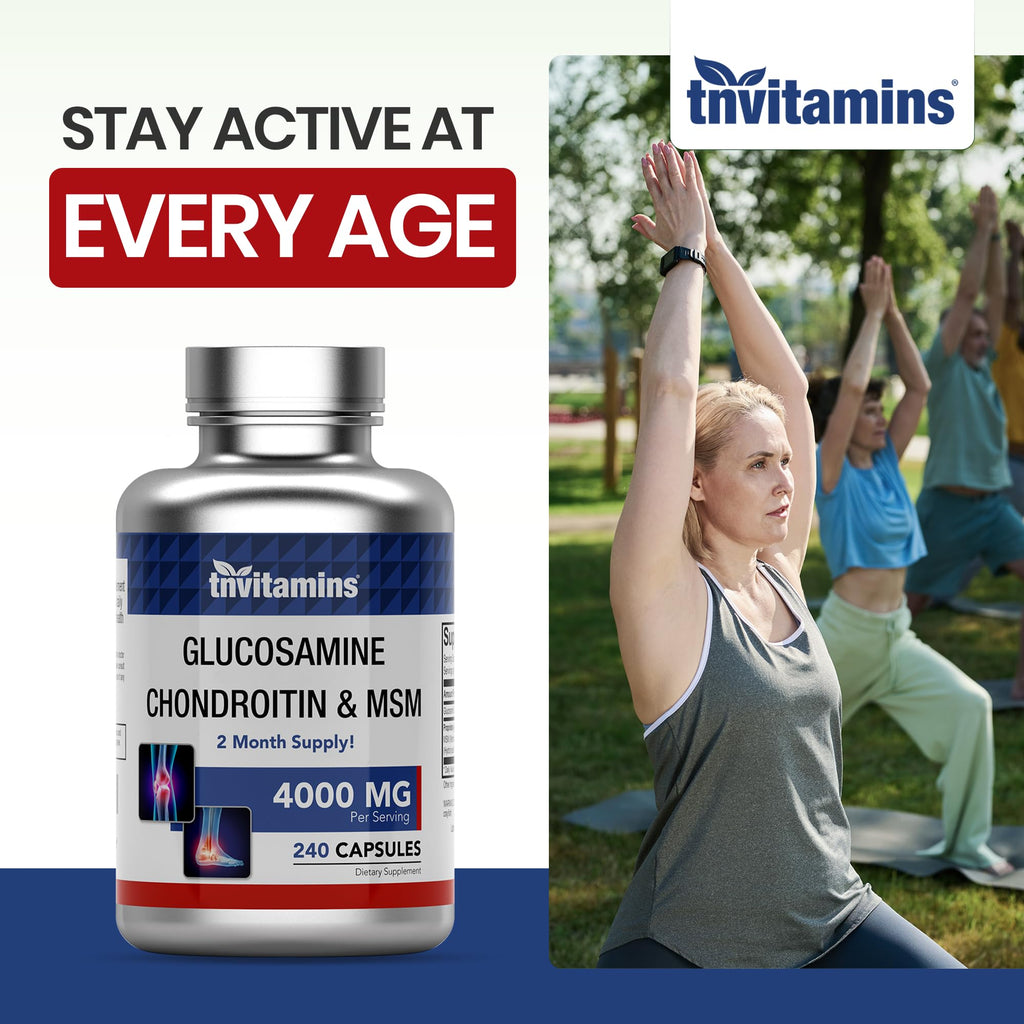 Glucosamine Chondroitin MSM 240 Capsules 4,000 mg Joint Support Supplement H7878