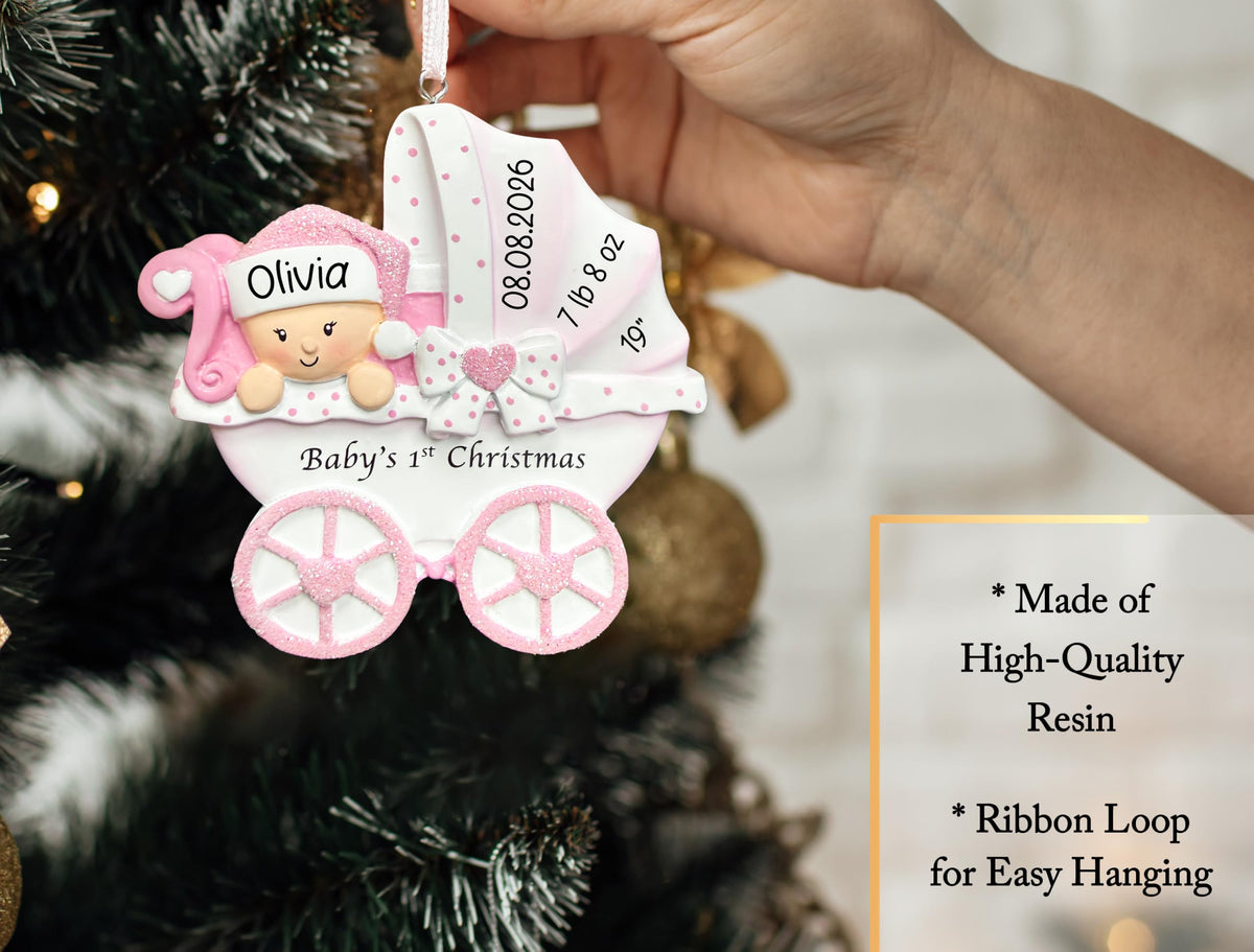 Baby's First Christmas Ornament 2026 Pink Stroller F2790
