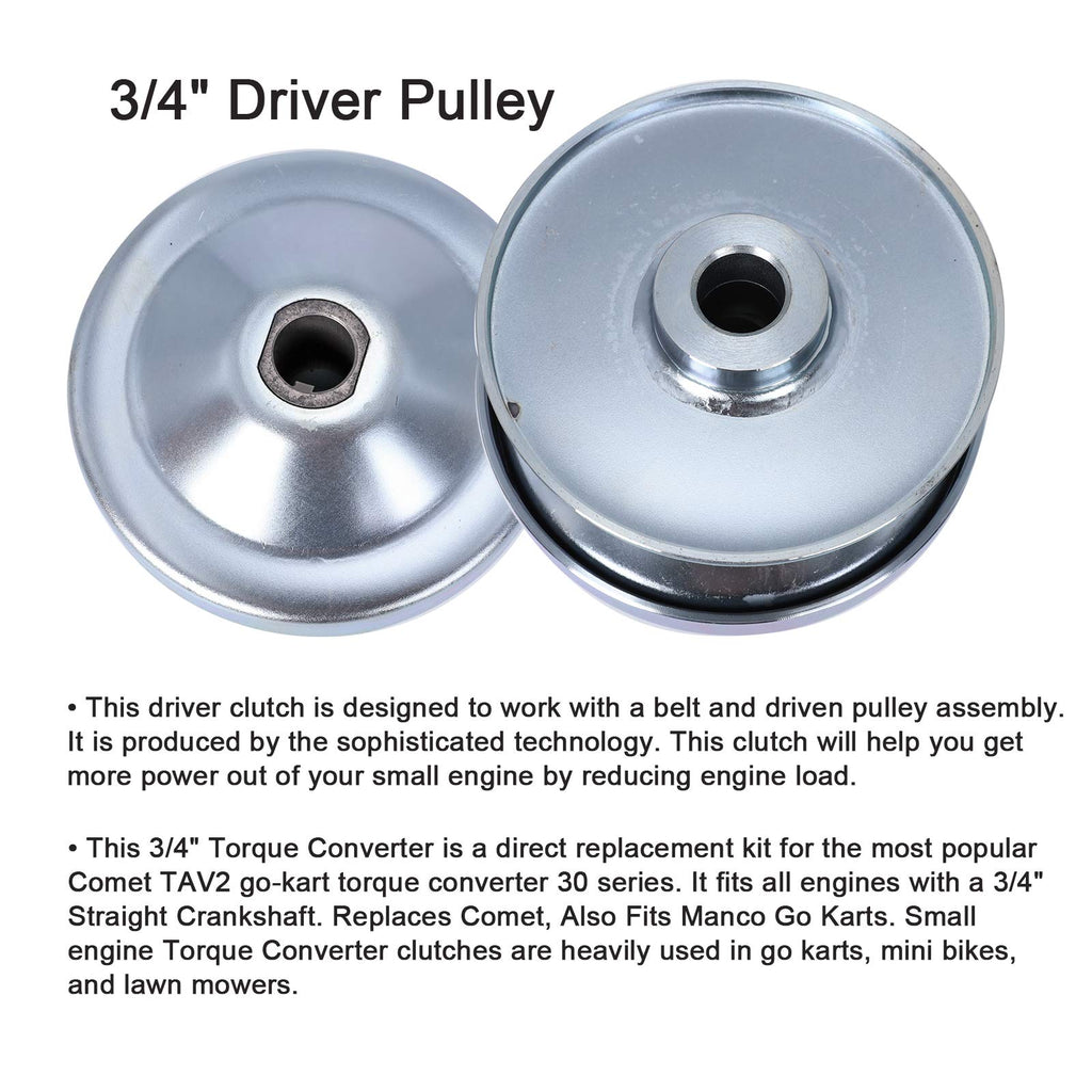 3/4" Bore 6" Diameter Asymmetric CVT Torque Converter with 5/8" Clutch and 725 Belt X370309