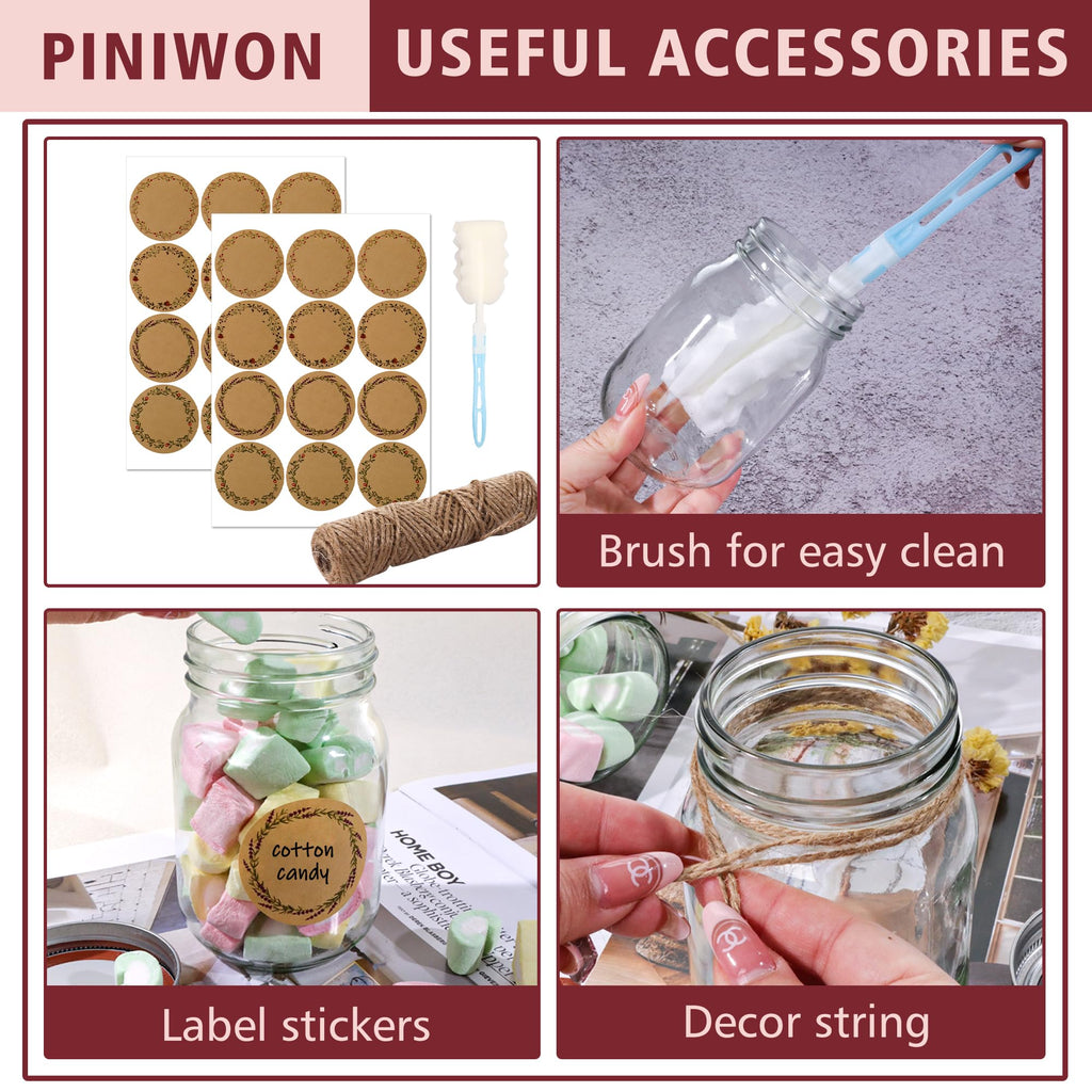 16 oz Mason Jars with Lids and Bands, 15 Pack Y931593