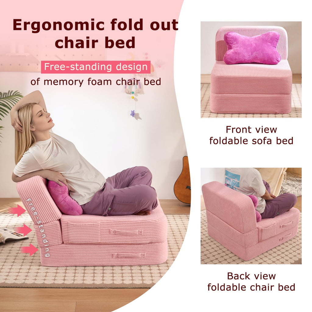 Pink Folding Convertible Sofa Bed G837422