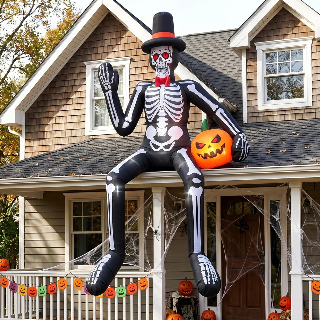14FT Inflatable Sitting Skeleton Decorations S6897