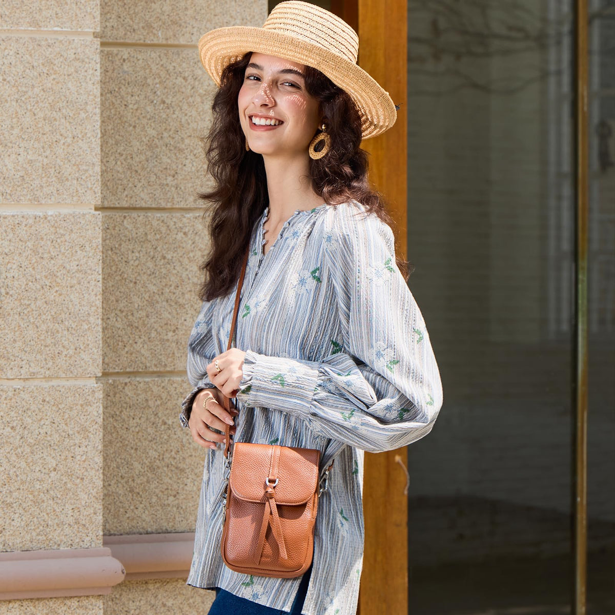 Small Genuine Leather Crossbody Bag R419