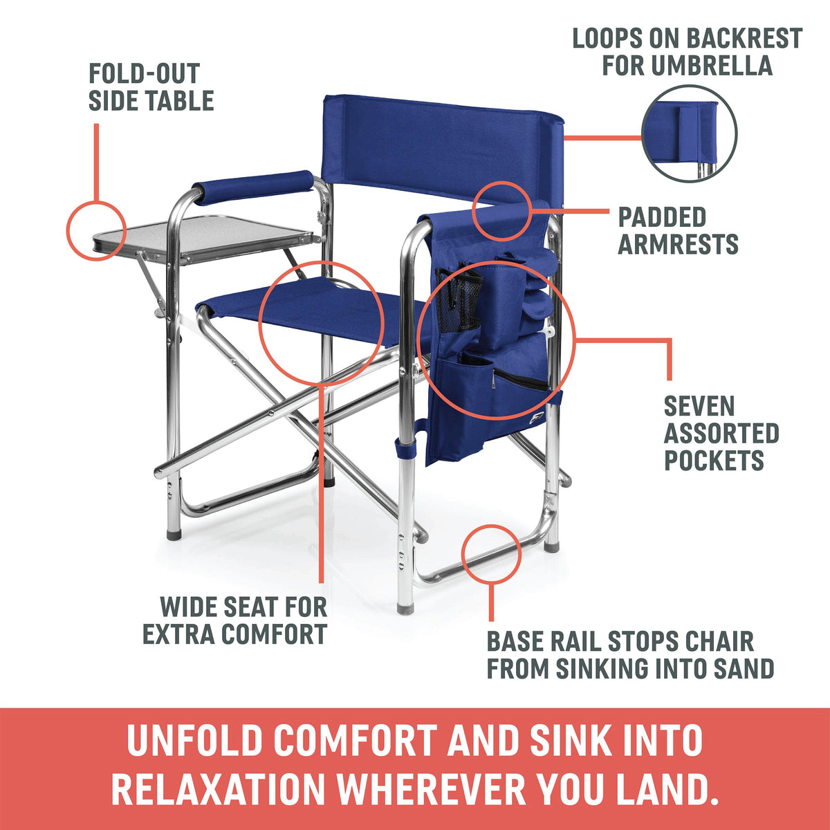 Lightweight Aluminum Folding Outdoor Camping Chair with Side Table G596