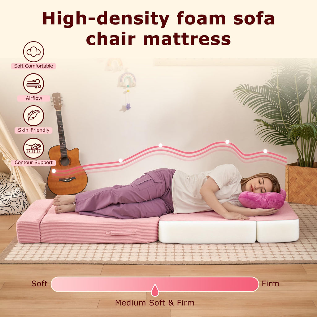 Pink Folding Convertible Sofa Bed G837422