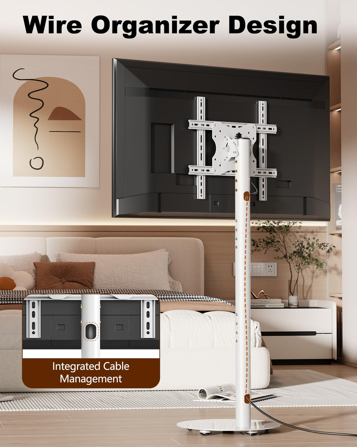 White Rolling TV Stand for 32-55 Inch TVs R793998