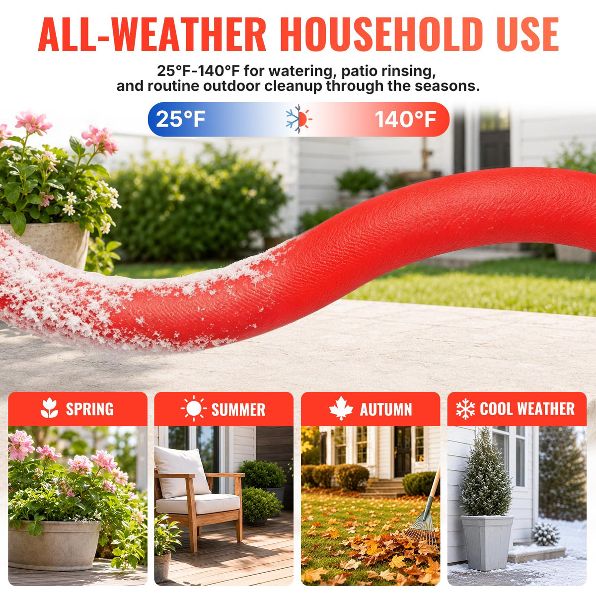 100FT 5/8" Garden Hose Brass Swivel Handle 600 PSI F56464