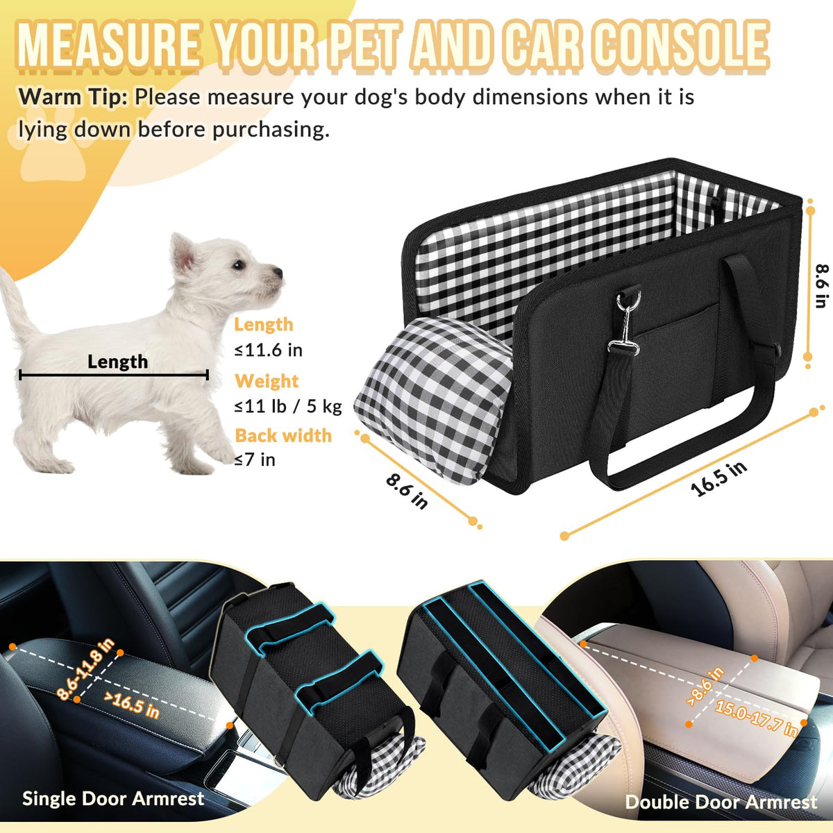 Dog Car Seat for Small Dogs Under 11lbs E5696