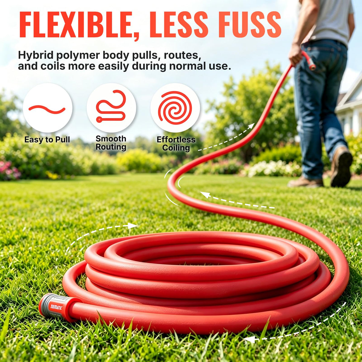 100FT 5/8" Garden Hose Brass Swivel Handle 600 PSI F56464