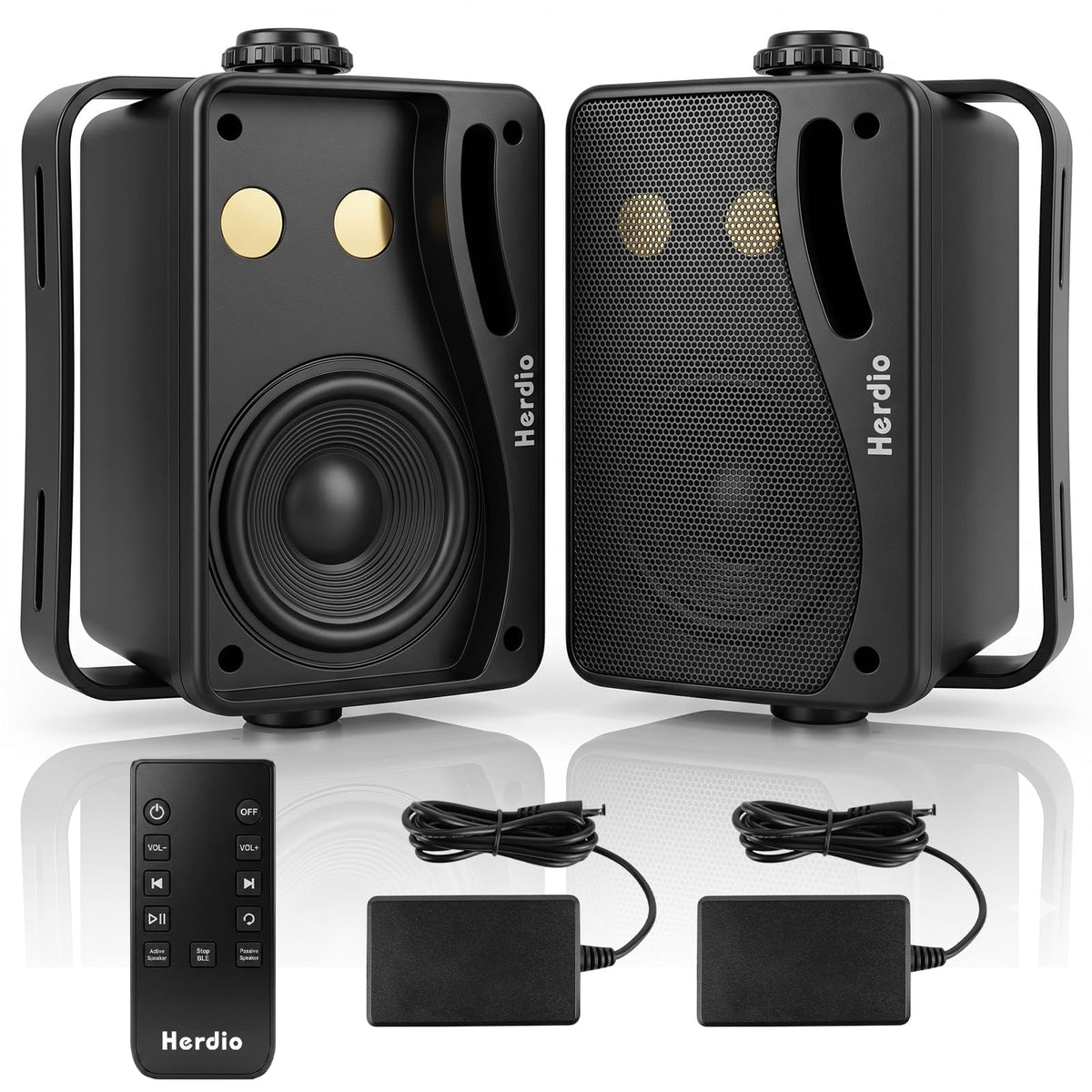 3.5" 200W Outdoor Bluetooth Speakers, IP44 Waterproof, Black, 2-Pack F27836
