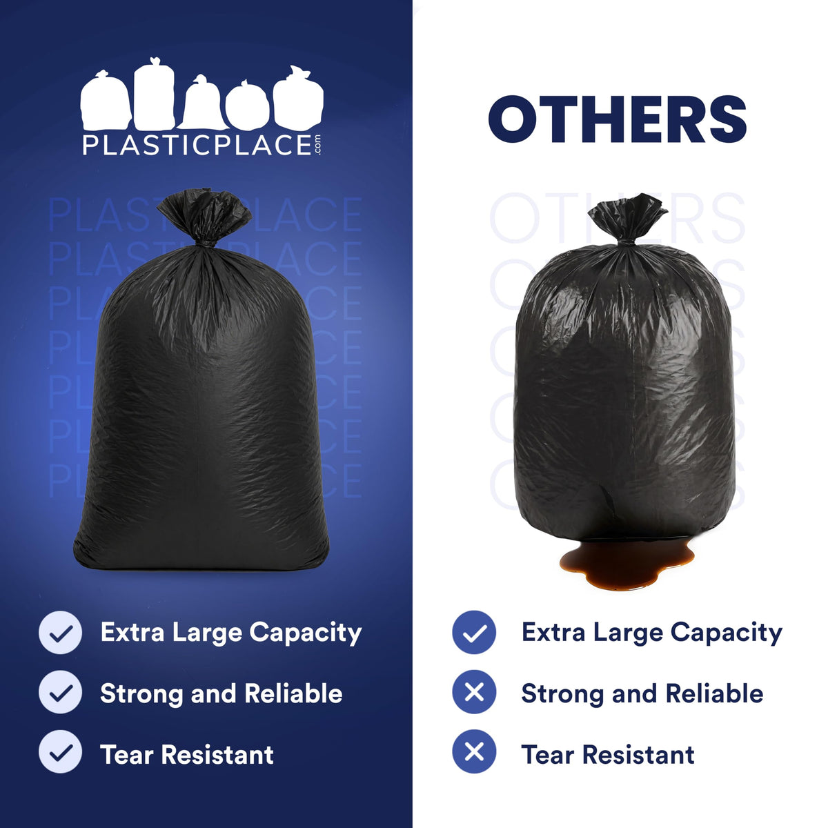 55-60 Gallon Heavy Duty Black Trash Bags, 100 Count H13009