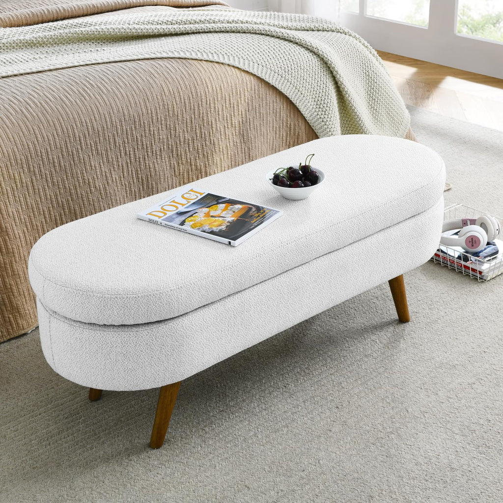 Oval Storage Bench with Rubber Wood Legs G433