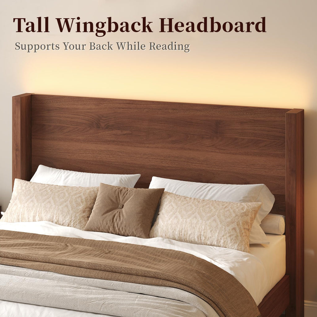 Full Size Wood Platform Bed with Headboard and Footboard M61711